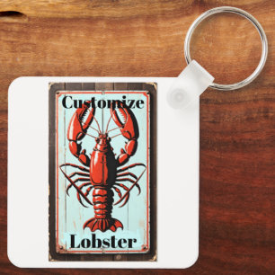 Vintage Lobster Sign Thunder_Cove Keychain