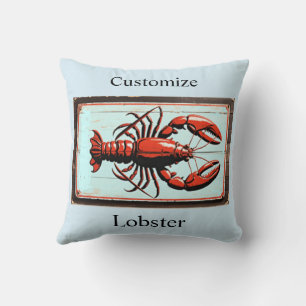 Vintage Lobster Sign Thunder_Cove Throw Pillow