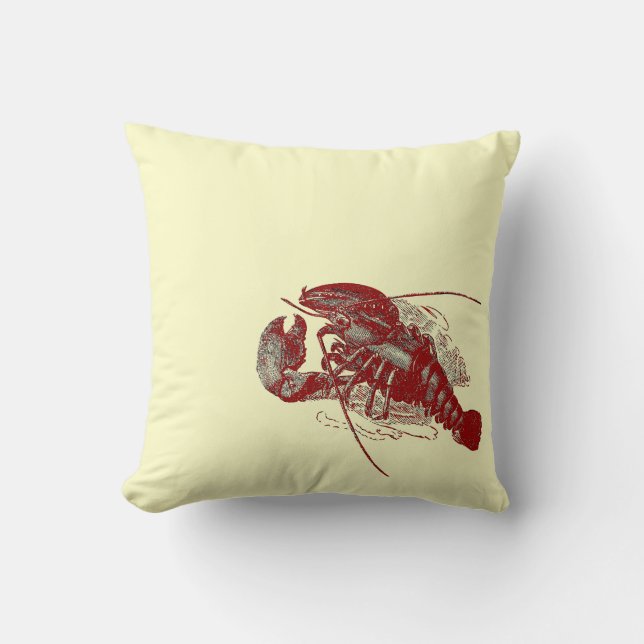 Vintage Lobster Throw Pillow (Front)