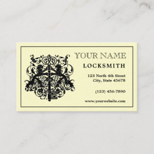 Vintage Locksmith Lions & Key Template Business Card