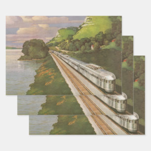 Vintage Locomotive in Country, Vacation by Train Wrapping Paper Sheet