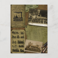 Vintage Locomotive Scrapbook Postcard