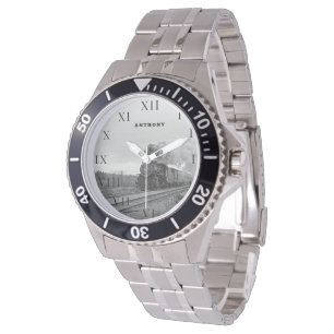 Vintage Locomotive Train Birthday Black Travel Watch