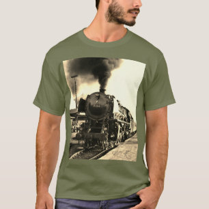 Vintage Locomotive Train Birthday khaki Travel T-Shirt