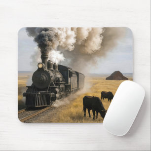 Vintage Locomotive Train In Midwest Great Plains Mouse Pad