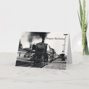 Vintage Locomotive Train Railway Black Travel Card