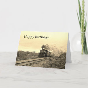 Vintage Locomotive Train Railway Black Travel Card