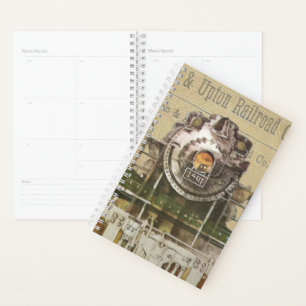 Vintage Locomotive Train Steam Engine Railroad Planner
