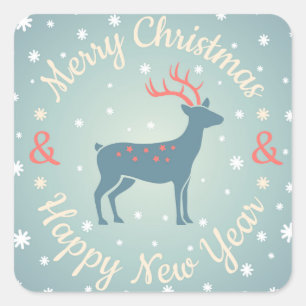 Vintage logo with deer for Christmas Square Sticker
