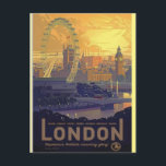 Vintage London Big Ben Parliament Thames River Postcard<br><div class="desc">Vintage Travel Art Pictures of Symbols of World's Famous Capital Cities - Big Ben Tower - Historical Iconic Buildings of London City</div>