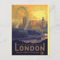 Vintage London Big Ben Parliament Thames River