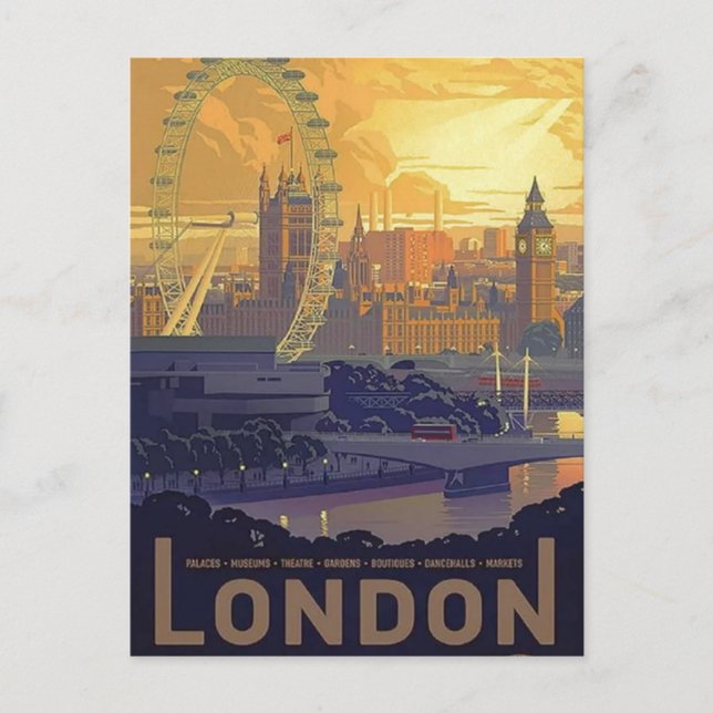 Vintage London Big Ben Parliament Thames River Postcard (Front)