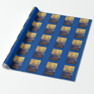 Vintage London Big Ben Parliament Thames River Wrapping Paper