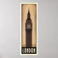 Vintage London Big-Ben Sepia Travel Poster