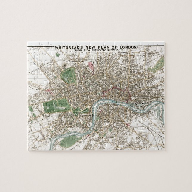 Vintage London City Plan Old Antique Jigsaw Puzzle (Horizontal)