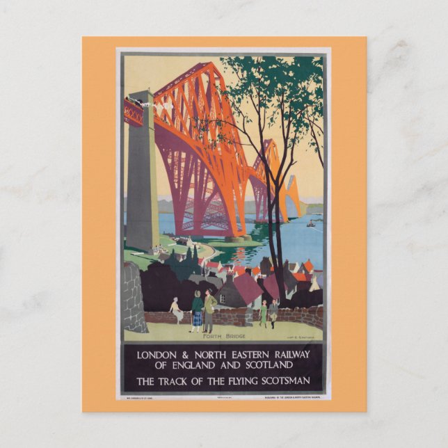 Vintage London England Scotland Train Travel Postcard (Front)