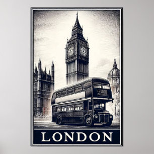 Vintage London England Travel Poster 