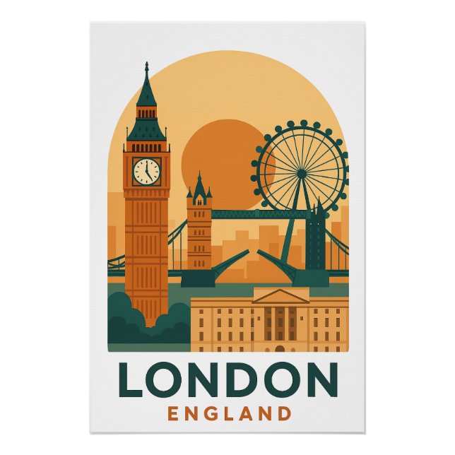 Vintage London England Travel Poster – Retro  (Devant)