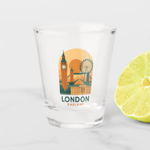 Vintage London England Travel – Retro Art Shot Glass