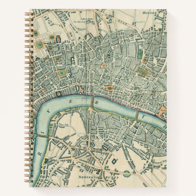 Vintage London Map Lined Notebook (Front)