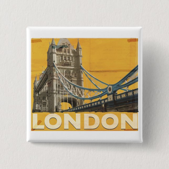 Vintage London Poster 2 Inch Square Button (Front)
