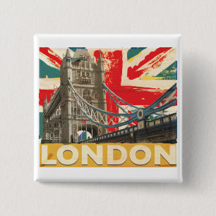 Vintage London Poster 2 Inch Square Button