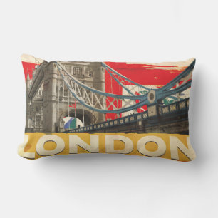 Vintage London Poster Lumbar Pillow