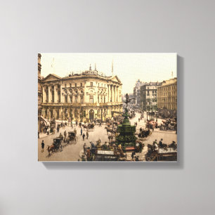Vintage London print, Piccadilly Circus c1905 Canvas Print