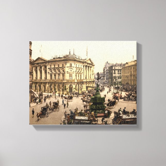 Vintage London print, Piccadilly Circus c1905 Canvas Print (Front)