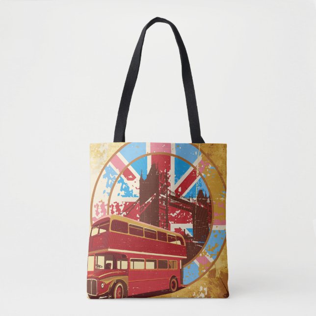 Vintage London Red Double Decker Bus Tote Bag (Front)