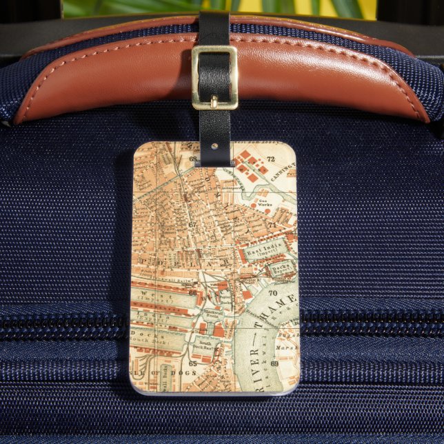 Vintage London Street Map Luggage Tag (Front Insitu 2)