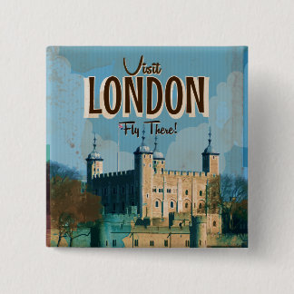 Vintage London Travel Poster 2 Inch Square Button