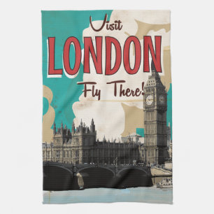 Vintage London Travel Poster Kitchen Towel