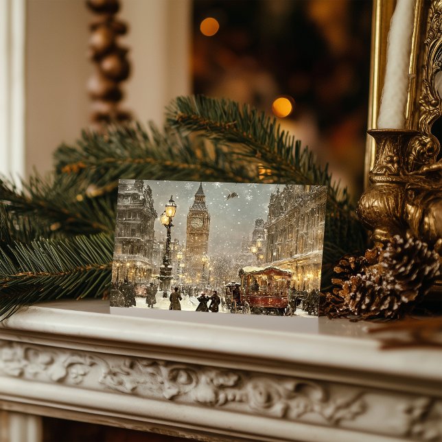 Vintage London Winter Christmas Cityscape Holiday Postcard (Creator Uploaded)