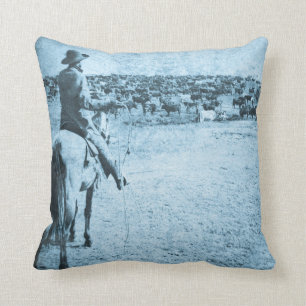 Vintage Lone Cowboy Home on the Range Throw Pillow