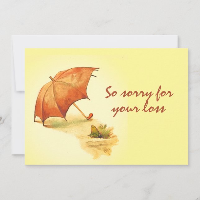 Vintage Lonely Frog with Umbrella Sympathy  Card (Front)