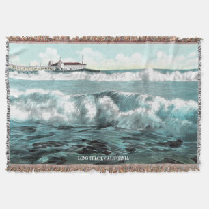 Vintage Long Beach CA Throw Blanket