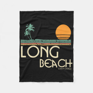 Vintage Long Beach California Fleece Blanket