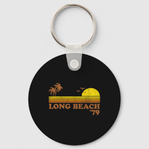 Vintage Long Beach California Retro Sunset Surfing Keychain