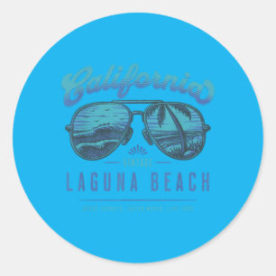 Vintage Long Beach California Sungles Sunset Palm Classic Round Sticker