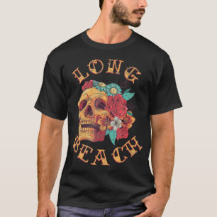 Vintage Long Beach California Tattoo CA Ink Skull  T-Shirt