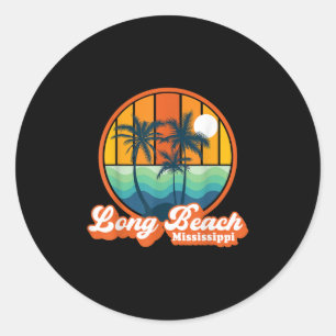 Vintage Long Beach Mississippi Summer 90s Beach So Classic Round Sticker