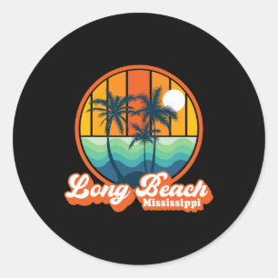 Vintage Long Beach Mississippi Summer 90s Beach So Classic Round Sticker