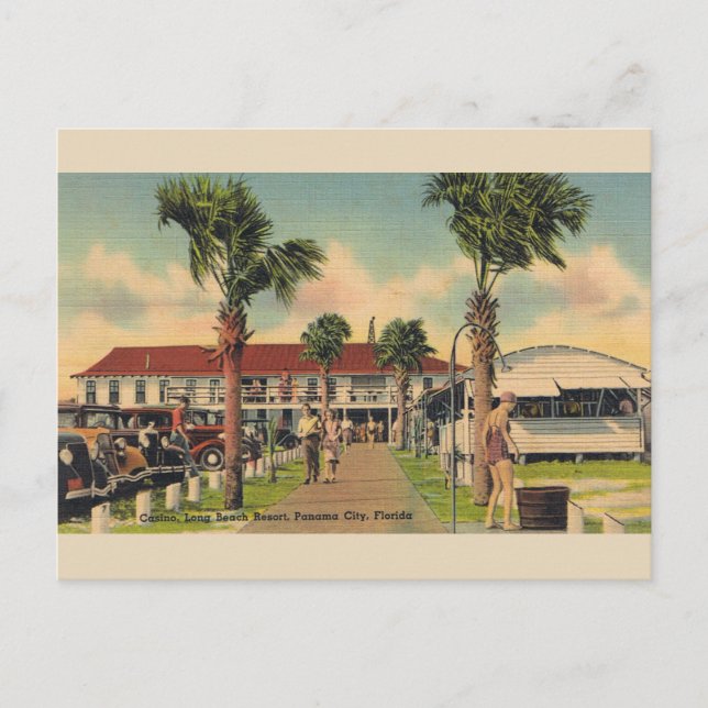 Vintage Long Beach Panama City Florida Postcard (Front)