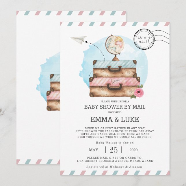 Vintage Long Distance Baby Shower by Mail Postcard (Front/Back)