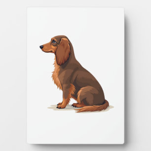 Vintage Long Haired Dachshund Back View Dog Illust Plaque