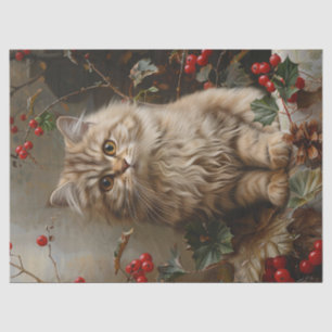 Vintage Long-Haired Kitten Painting Decoupage Tissue Paper