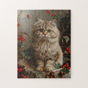 Vintage Long-Haired Kitten Painting Jigsaw Puzzle