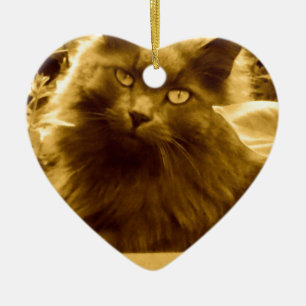 Vintage Long Haired Russian Blue Cat Ceramic Ornament