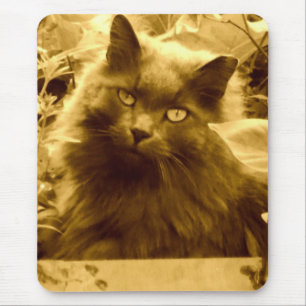 Vintage Long Haired Russian Blue Cat Mouse Pad